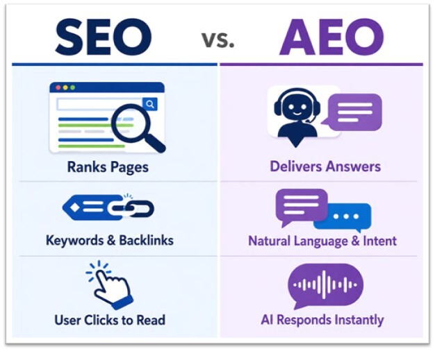 SEO vs AEO with border